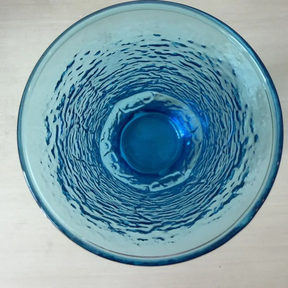 Lot of 4 Vintage Anchor Hocking Rainflower Laser Blue Tumblers and Juice Glasses
